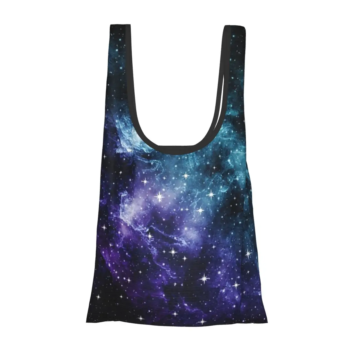

Бирюзовый фиолетовый Galaxy Nebula Dream Портативная сумка-тоут для покупок Складная сумка-шоппер Продуктовая сумка Сумка на плечо