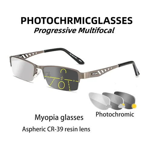 Imagen 1 del producto Gafas de lectura multifocales fotocromáticas para hombre, gafas bifocales con bloqueo azul para negocios, gafas antiradiación para ordenador, gafas para ver lejos y cercanos