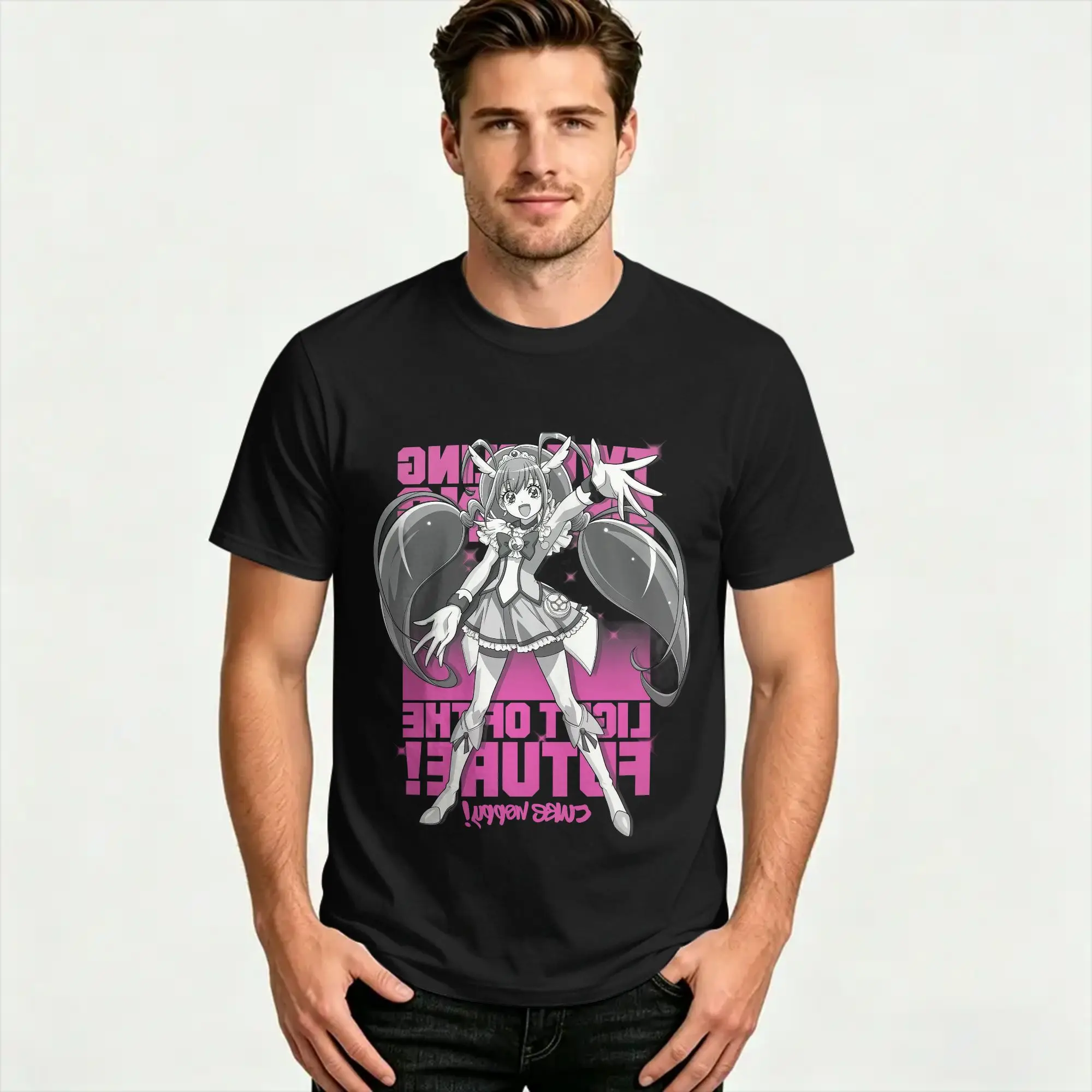 Smile PreCure! Cure Happy Cotton T-Shirt For Couple Summer  Vintage T-Shirts Hip Hop Tee Shirt Plus Size Print Tops