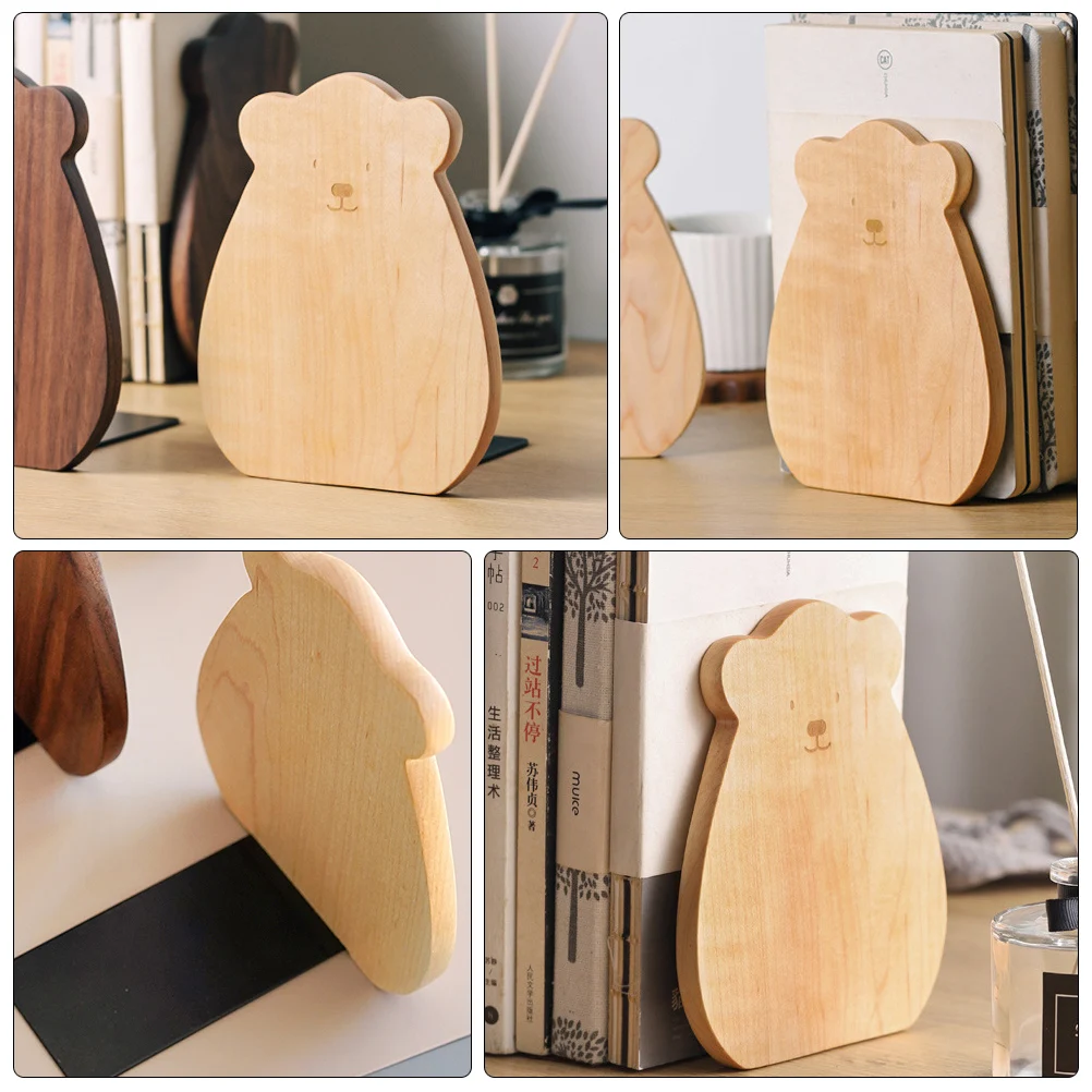 

Bookends Shelf Bookshelf Accessories Accessory Small for Shelves Wood Decor Stopper Holder Boy Office