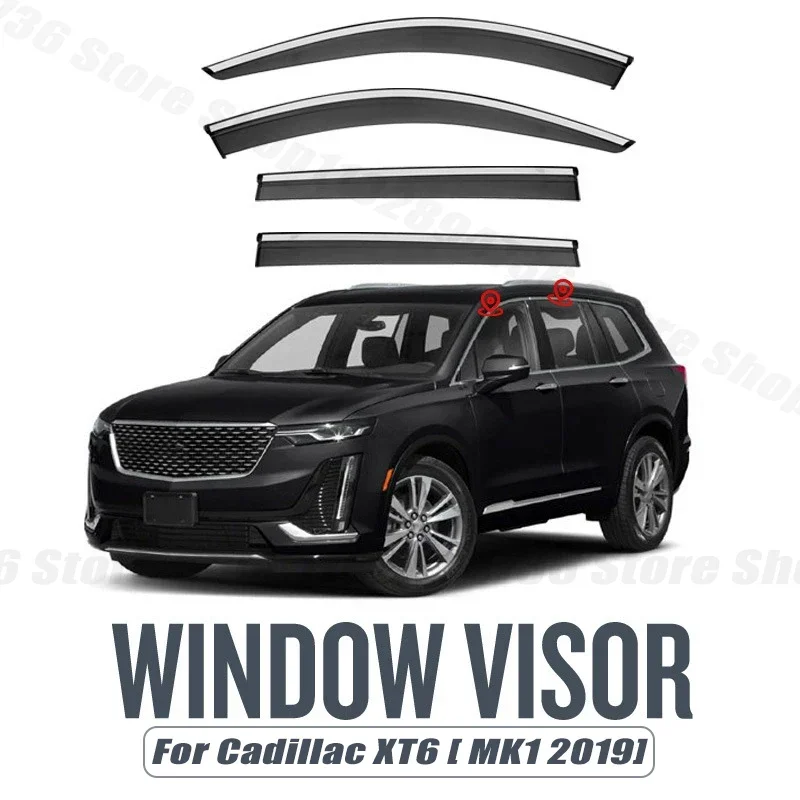Window Visors For Cadillac XT6 MK1 2019+ 4/6pcs Side Window Rain Guard Wind Deflector Weathershield Vent Visor for Car Windows