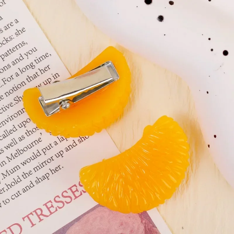 Creative Fruit Hair Clip New Mandarin Orange Hairpins Funny Simulation Fruit Duckbill Hair Clip for Women Fashion Headwear