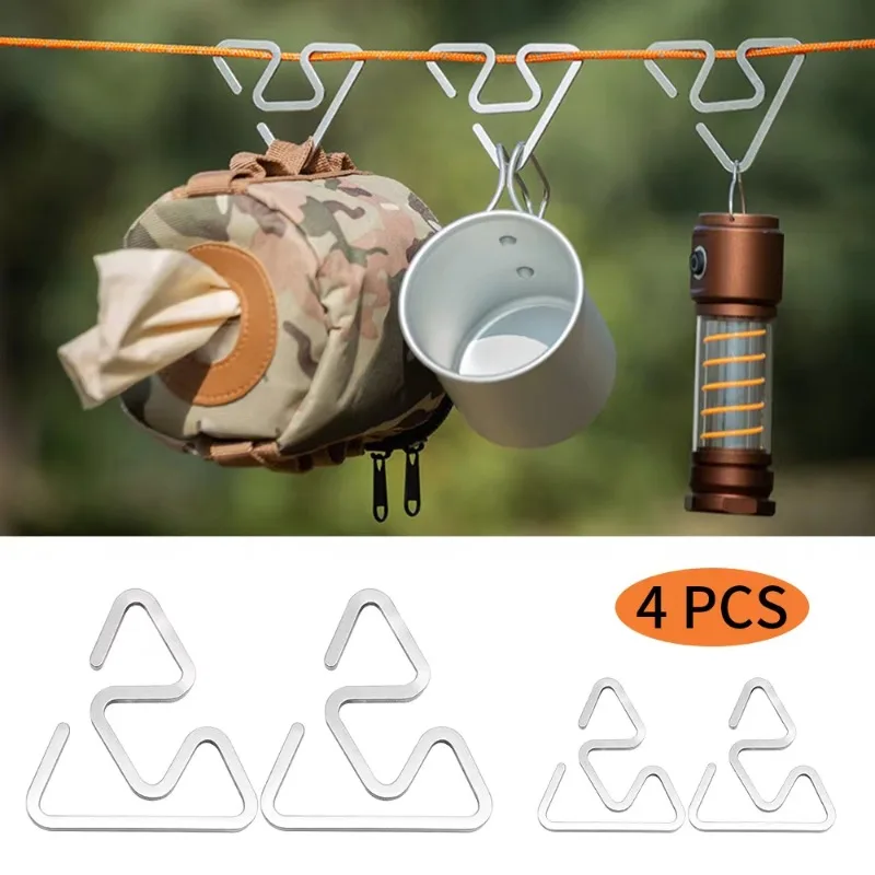 Multifunctional Integrated Stainless Steel Hook Camping Tent Lamp Rack Double-headed Hanger Bidirectional Outdoor Return Hook