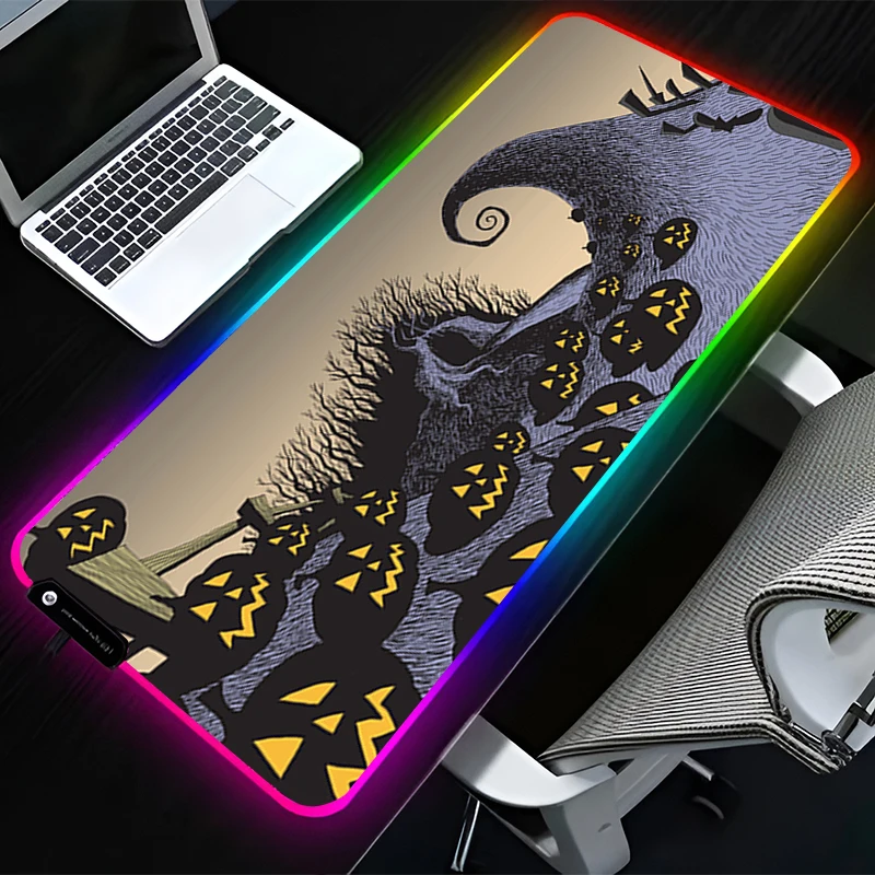 

RGB LED Mouse Pad Rubber Mousepad Computer Gaming Accessories Keyboard Pad J-jack S-skellington Office Decoracion Desk Mouse Mat