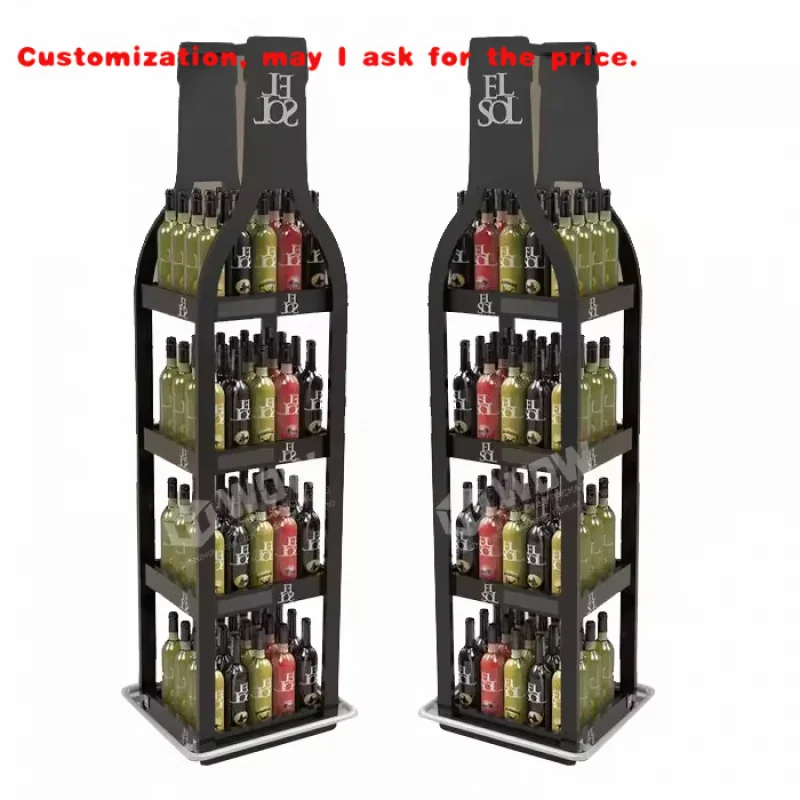 

custom.4 Shelf Metal Display Rack Beverages Wine & Beer Drinks Storage or Showcase