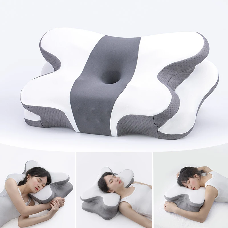 Butterfly memory foam pillow, shaped pillow for side sleepers, slow rebound neck support, ice silk special