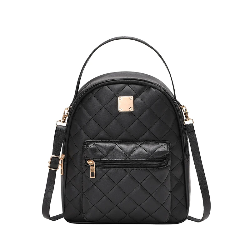 Mini Backpack Women's Shoulder Bags Diamond Grids PU Leather Bag Fashion Small School Bags Casual Rucksack