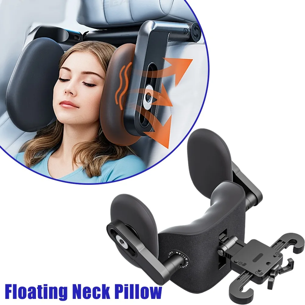 Floating Mechanical Car Headrest Ergonomic Neck Pillow Adjustable Seat Head Rest Support Comfort Travel Camping Road Trip Auto
