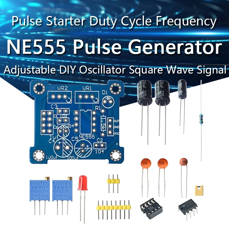 NE555 Pulse Generator Pulse Starter Duty Cycle and Frequency Adjustable Module DIY Kit Oscillator Square Wave Signal Generator