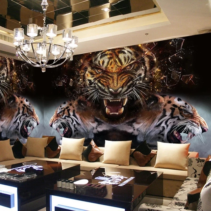 Custom 3D Photo Wallpaper Tiger Poster Wall Painting Retro Bar Restaurant Bedroom Mural Living room sofa TV background wall 8d
