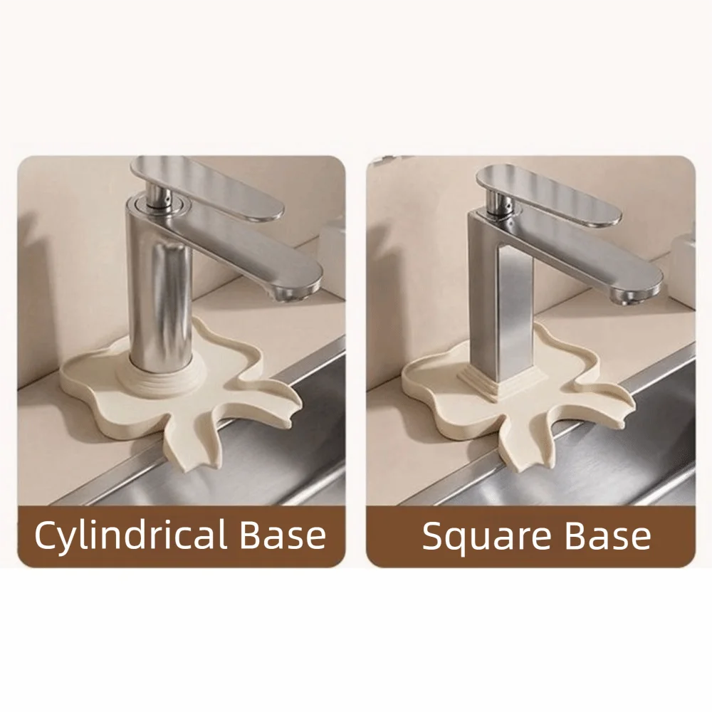 Creative Silicone Faucet Mat Quick Drainage Anti-Splash Bowknot Sink Splash Guard Non-Slip Reusable Shell Drainage Mat