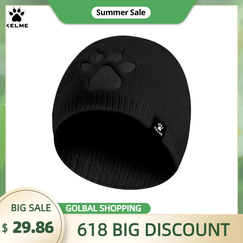 

KELME Men's Windproof Running Hat Fashion Casual Hat Women's Outdoor Sports Warm Hat Knitted