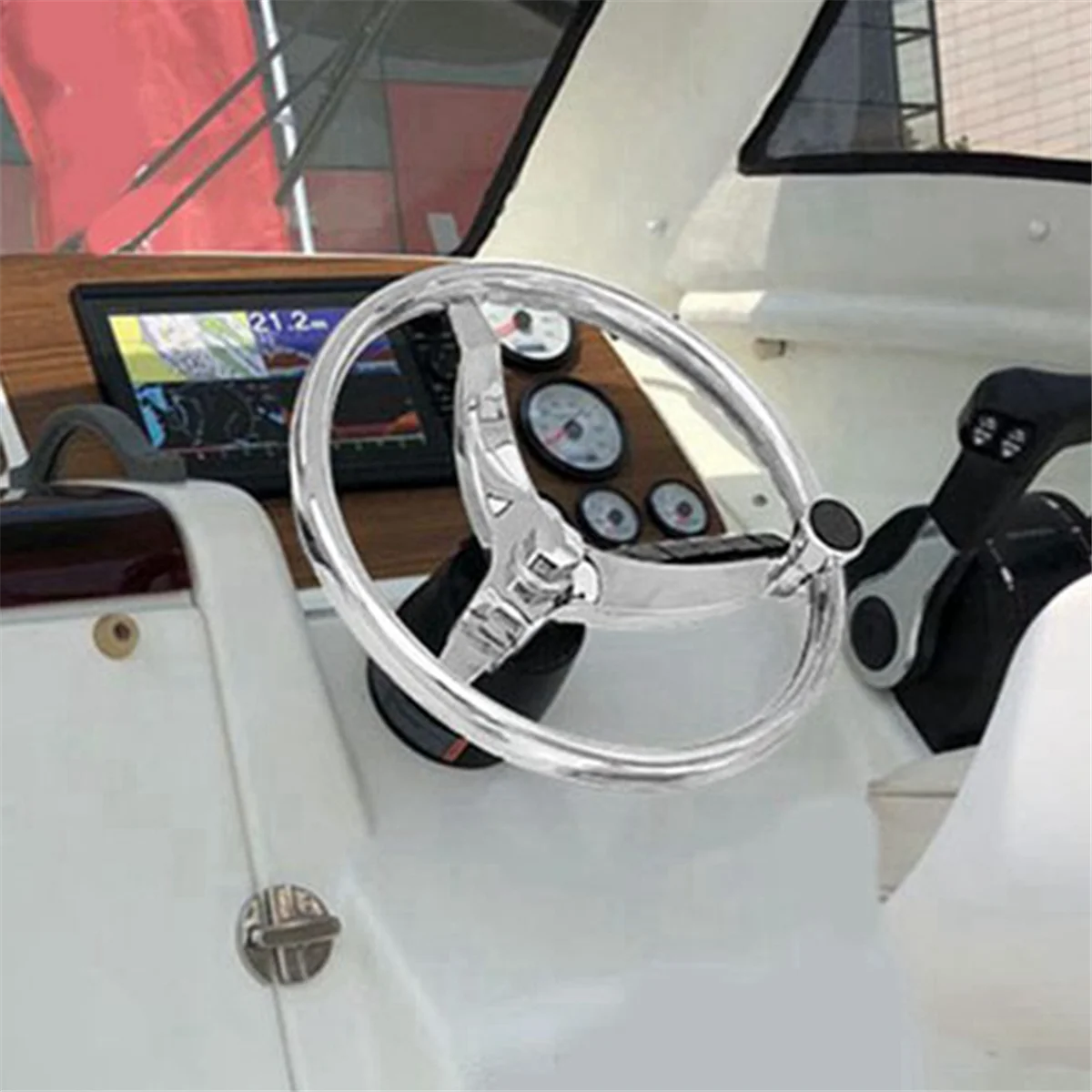 QUAI-ITS عجلة قيادة من الفولاذ المقاوم للصدأ لليخوت البحرية مع تحكم للكابل