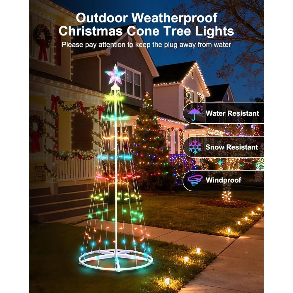 شجرة عيد الميلاد الذكية بطول 8 أقدام مع 154 مصباح LED متزامنة، ومزامنة النجوم، ومزامنة الموسيقى، والتطبيق/التحكم عن بعد، ومؤقت، ومقاومة للماء للداخل #6