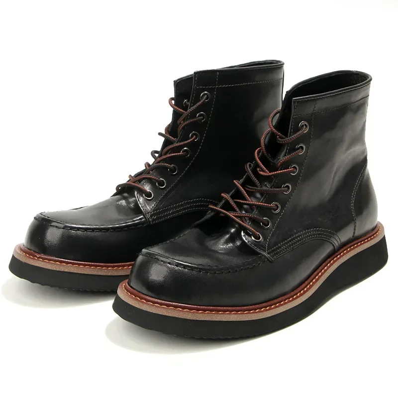 

New Handmade Vintage British Men Tooling Boots Dress Cow Leather Shoes Autumn Winter Desert Boots Business Motorcycle Boots Work