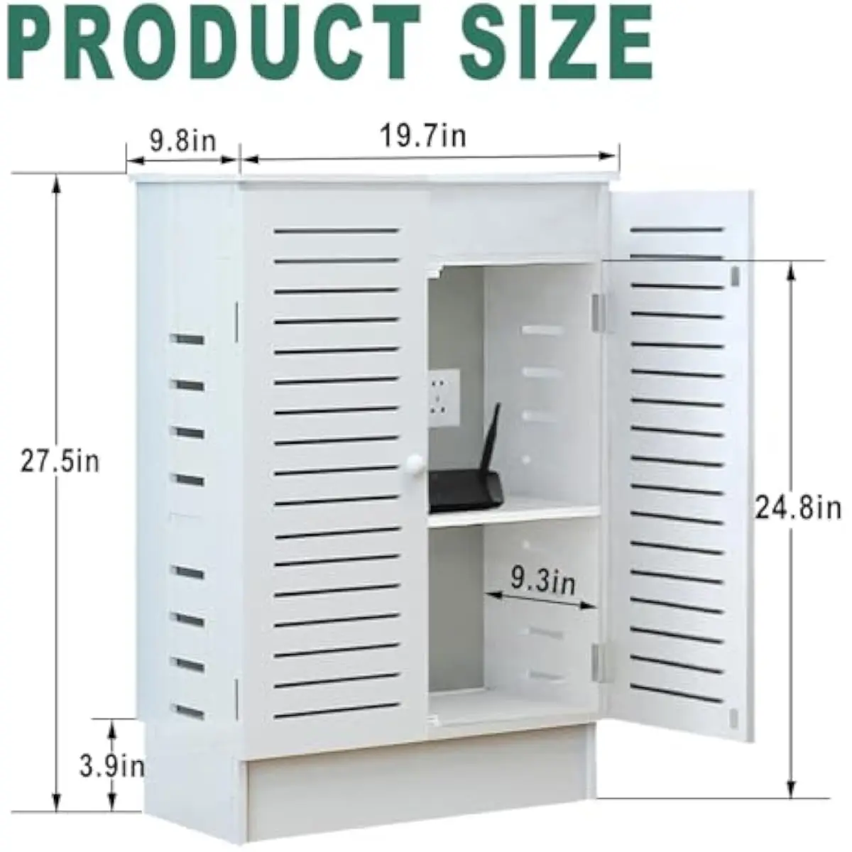 WiFi Router Storage Cabinet with Ventilated Dual-Layer Design Adjustable Shelf Floor Standing PVC Media Organizer for Modems Gam