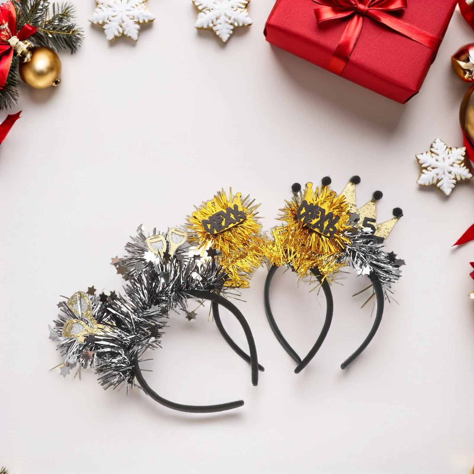 

3pcs Year Headband 2026 Sparkly Happy New Year Headdresses Glitter Party Hairbands Festival Hair Accessories New Years Eve