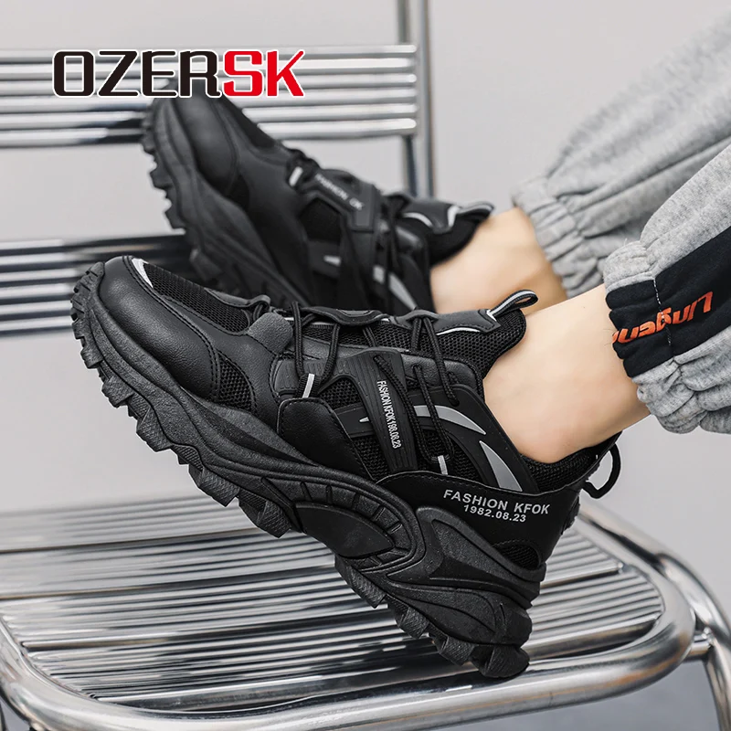 OZERSK Men\'s Vulcanize Shoes Sneakers Men\'s Platform Increase Height Designer Breathable Outdoor Original Men Sneakers Walking