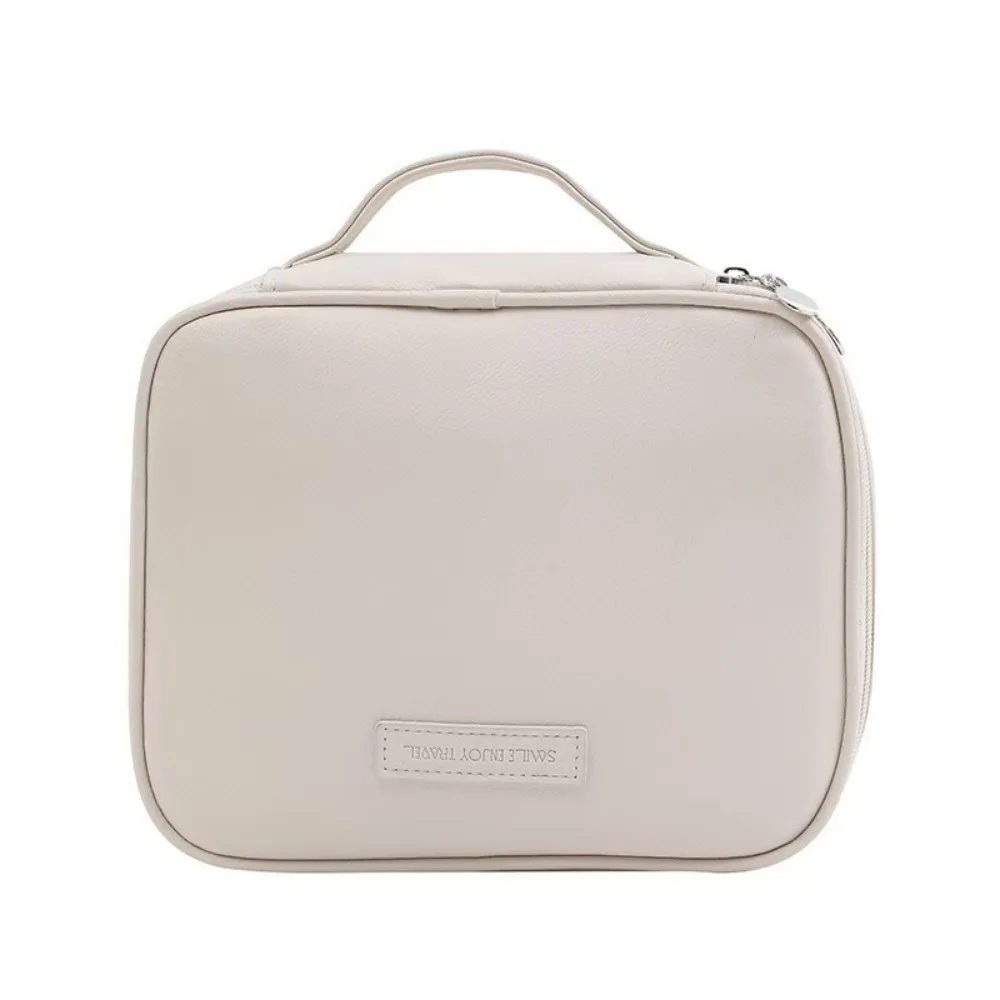 

Multipocket Design Cosmetic Handbag Zipper Closure Double-layered Portable Makeup Pouch Easy Access Comfortable Handle