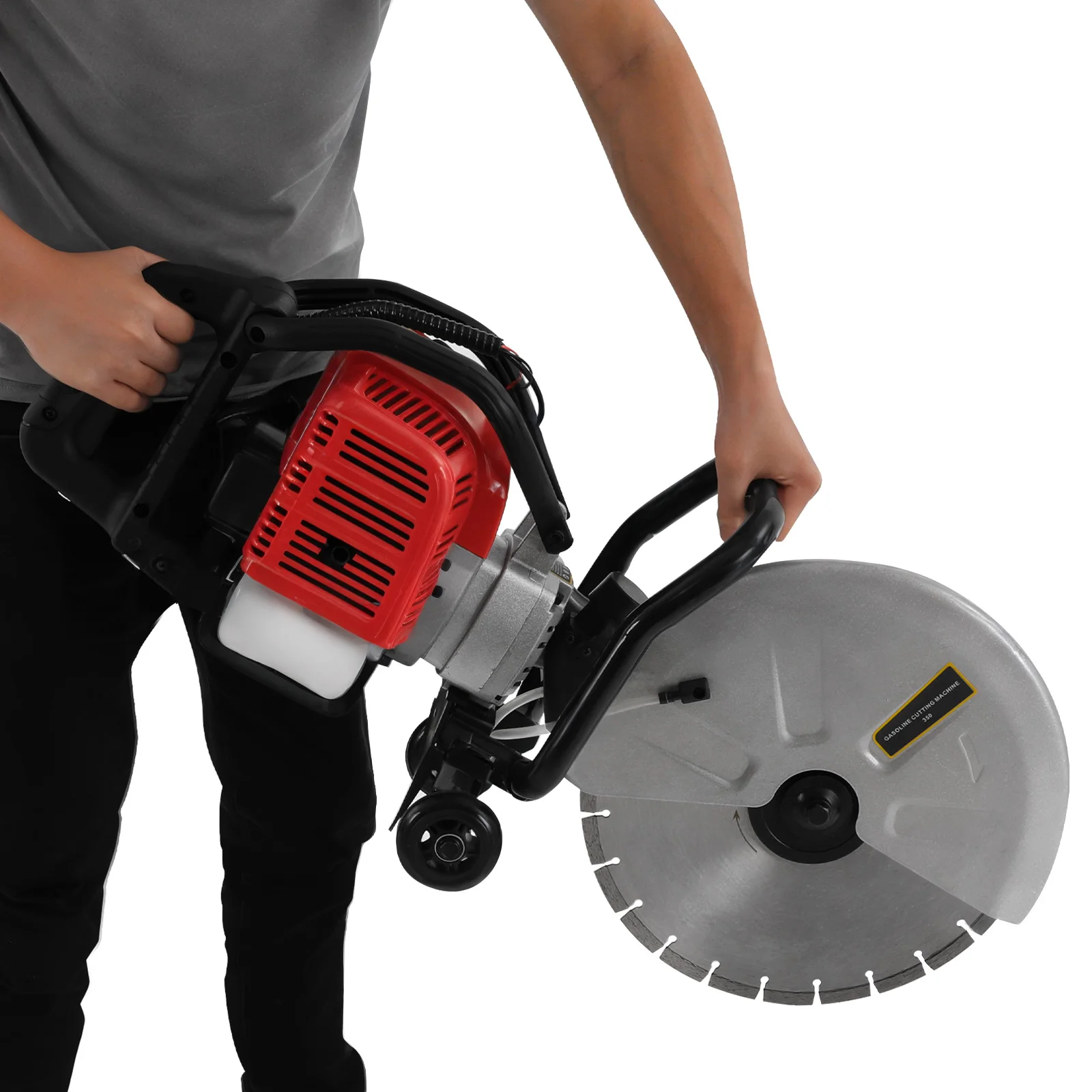 

JH-350 1400W 52CC 2-Stroke Concrete Cutter Saw Circular Saw Concrete Wet Saw Cutter Guide Roller Water Line Demo Saw Disc Cutter