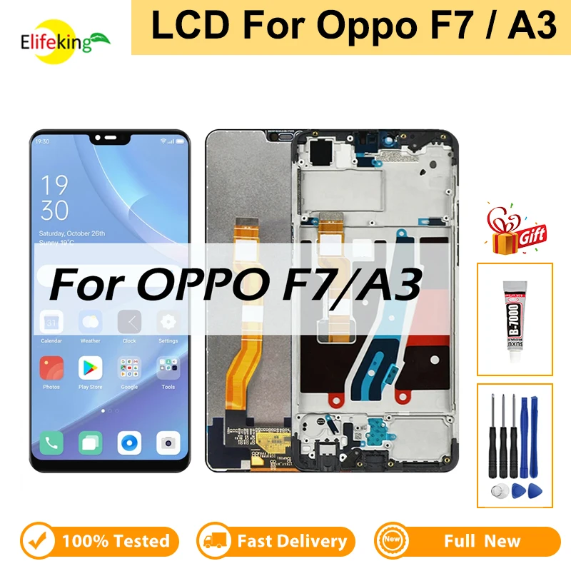 

Original Screen For OPPO F7 CPH1819 CPH1821 LCD Display Touch Digitizer Assembly For OPPO A3 LCD With Frame Replacement