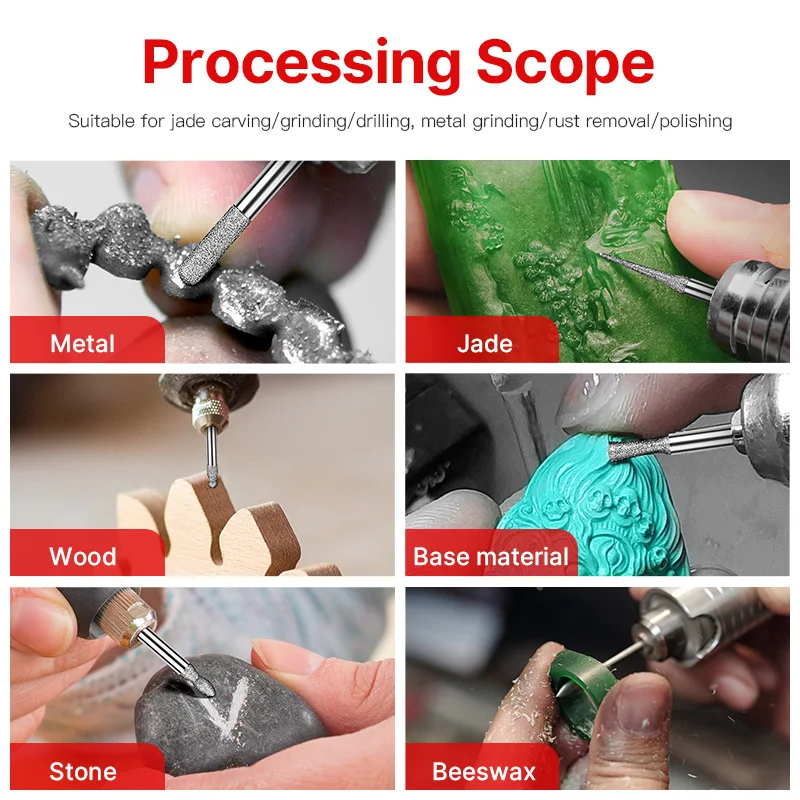 30 قطعة مجموعة لدغ الماس لأداة دوارة طحن النقش نحت تلميع بت للزجاج اليشم حجر المعادن مع صندوق تخزين
