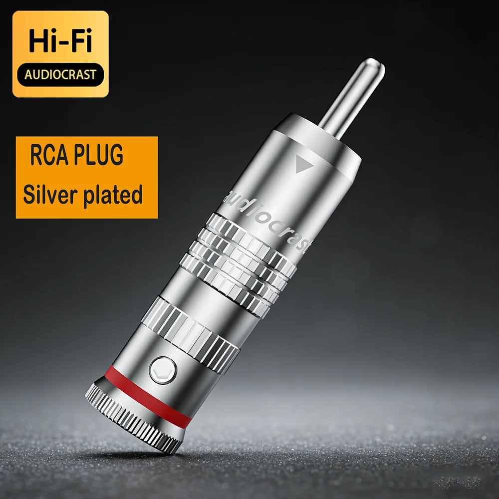 Prise audio RCA plaquée argent pur Audiocrast, connecteur à souder, bricolage, HIFI, 4 pièces