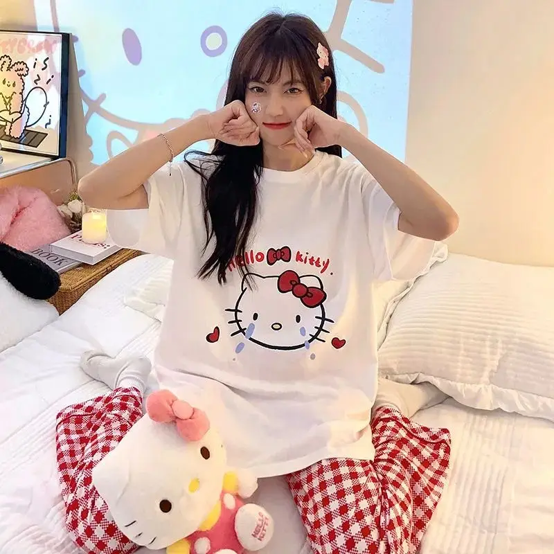 

Sanrio Cartoon Pajama Hellokitty Woman Summer New Cute Pacha Dog Short-Sleeved Top Can Be Worn Outside The Casual Home Suit