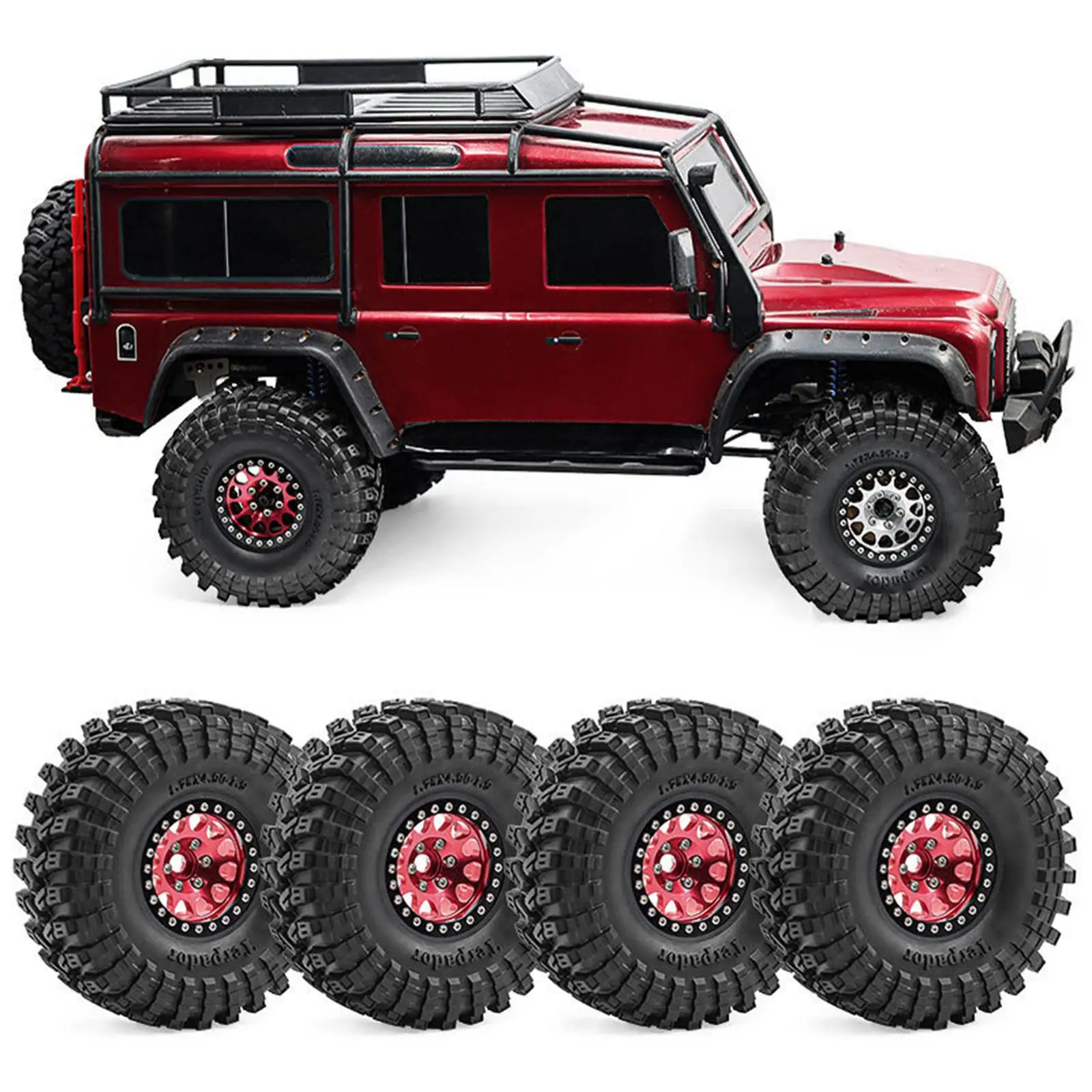 

4 Pieces 1.9" RC Crawler Tires Rubber Repair Parts Od 124mm Wheel Tyre for SCX10 90046 D90 Accessory Lightweight