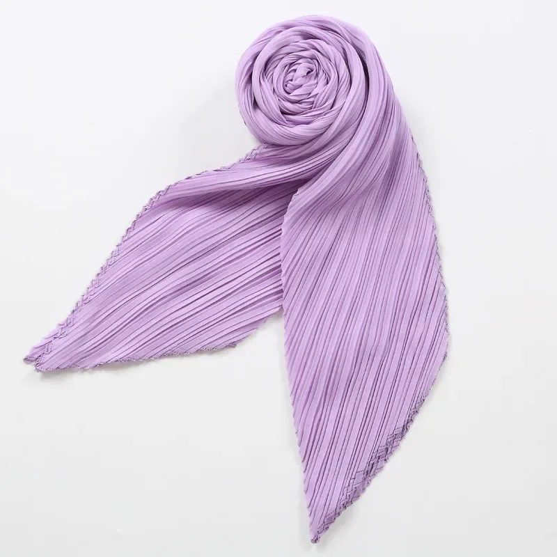 ALSEY Miyake Pleated Women Scarf Shawl Fabric Korean Thin Sunscreen Scarf Foulard Femme Luxe Marque Hijabs Comfortable Casual