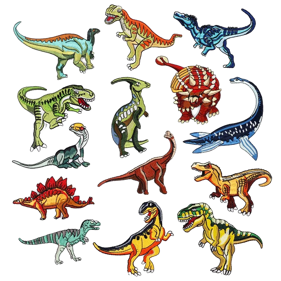 Embroidered Patch Iron On Patches for Clothing Pocket Dinosaur Clothes Stickers Fabric Sewing Thermal Adhesive Applique Fusible