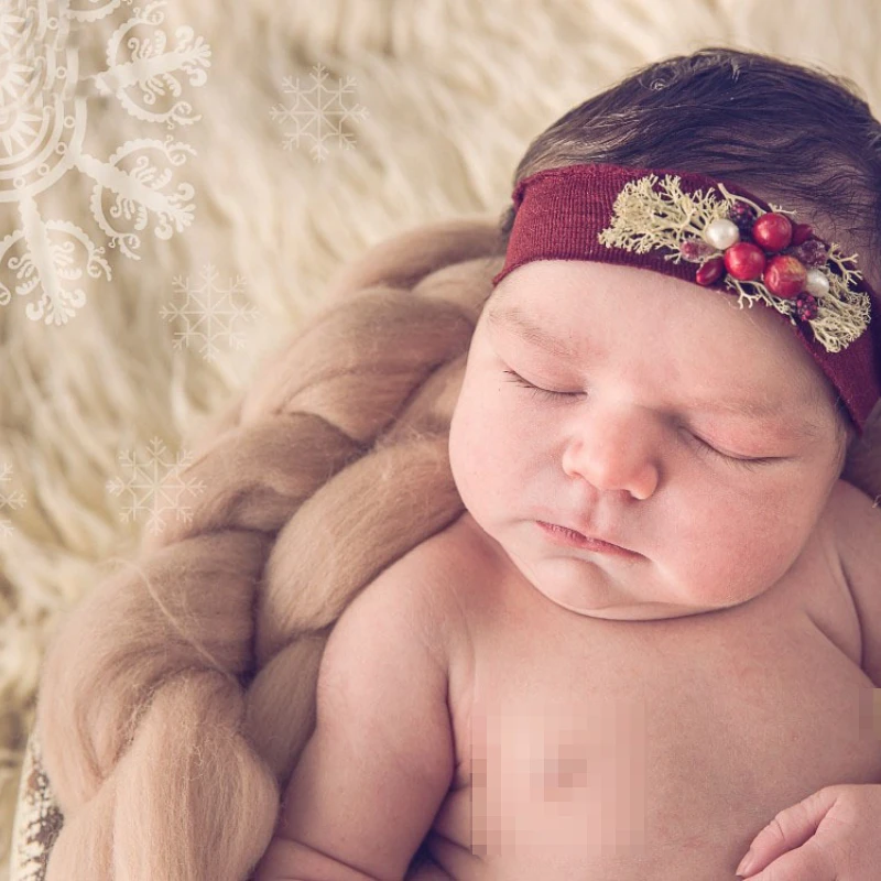 

Newborn Accessories Hand Woven Baby Blanket Fried Dough Twist Braid Studio Photography Props Bebe Naissance Wool Blanket