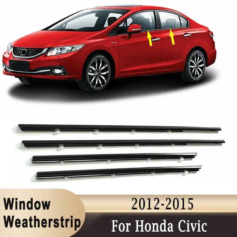 

For Honda Civic 2012-2015 Window Weatherstrip Outer Glass Seal Belt Trim Sealing Rubber Strips Window Waterproof Glass Seal