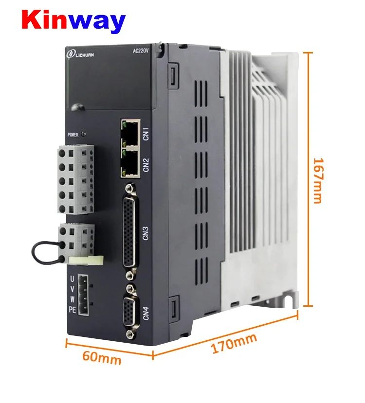 Kinway 60M01930B +LB632 600w 1.91N.m 60mm 200_240V 17 bit single phase_3phase Servo motor and drive kit with brake for 3d printe