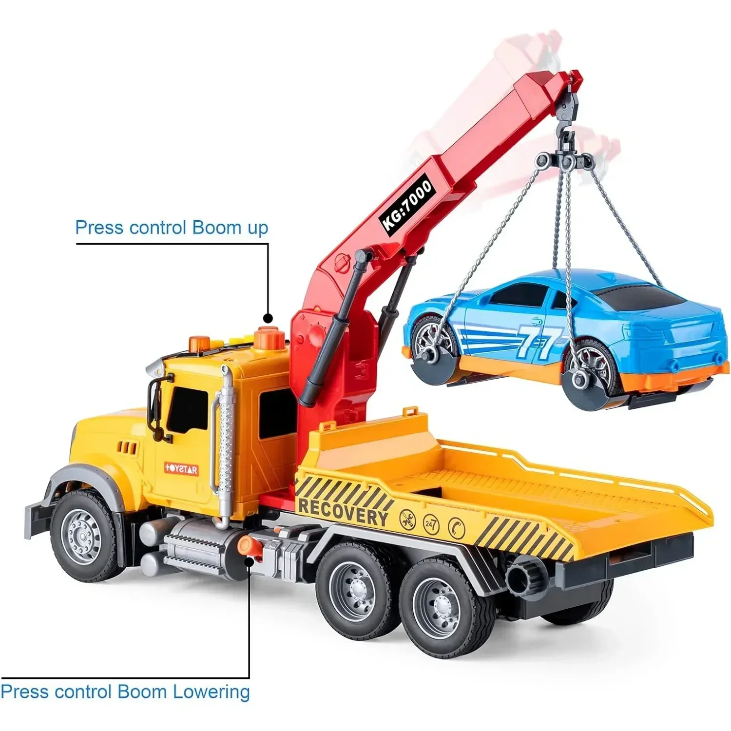 Camiones de remolque con gancho, luz y sonido para niños, impulsado por fricción con remolque, vehículos de juguete para niños