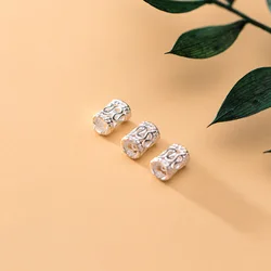2pcs 925 Sterling Silver Hollow Out Loose Spacer Pipe Beads 5.5mm Handmade Bracelets S925 Silver Tube Beads DIY Jewelry Making