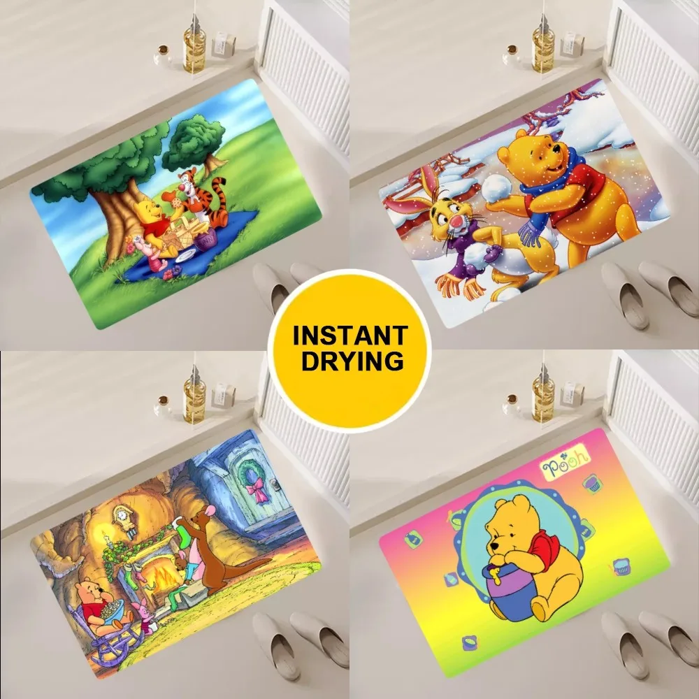 MINISO Winnie the Pooh tappetino camera da letto cucina porta bagno casa piede Super assorbente antiscivolo