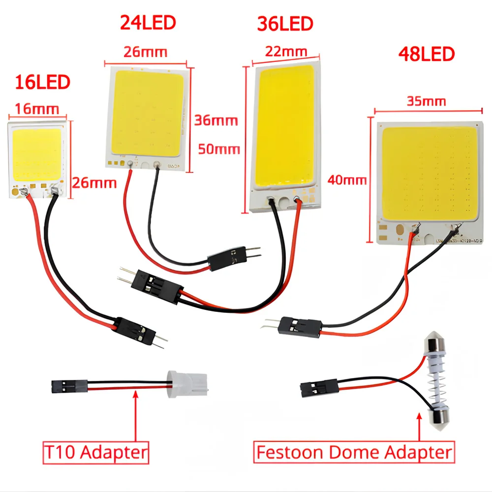 1pcs T10 C5W Car Led Cob 16/24/36/48SMD White Parking Bulb Auto Interior Reading Lamp Super Bright Festoon License Plate Light