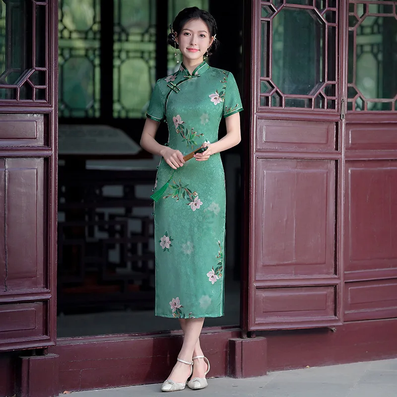 2023 New Summer and Spring Classical Qipao Double-layer Improved Cheongsam Retro Chinese Women Clothing Girl Young Evening Dress