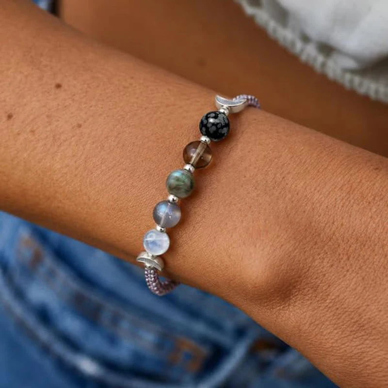 Moon Phase Moonstone Bracelet Natural Stone Beads Bracelets Crystal Gifts for Women Moonstone jewelry Crystal Bracelet for Girls