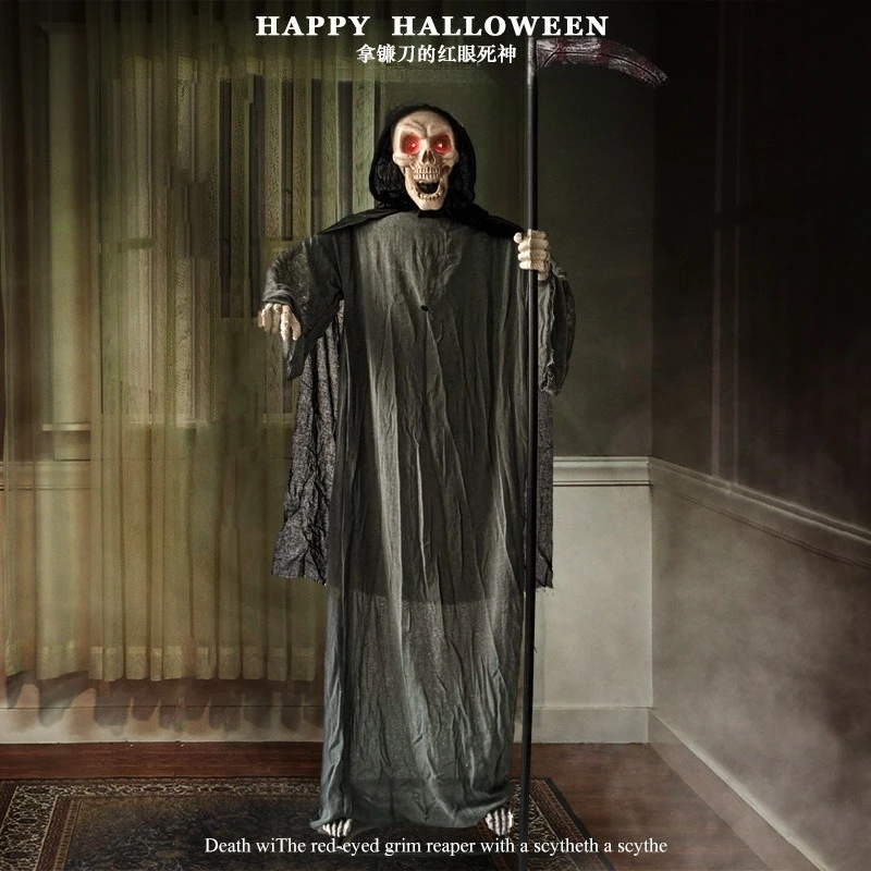 Halloween standing with a sickle of death witch detachable electric induction voice-activated glowing horror ornament