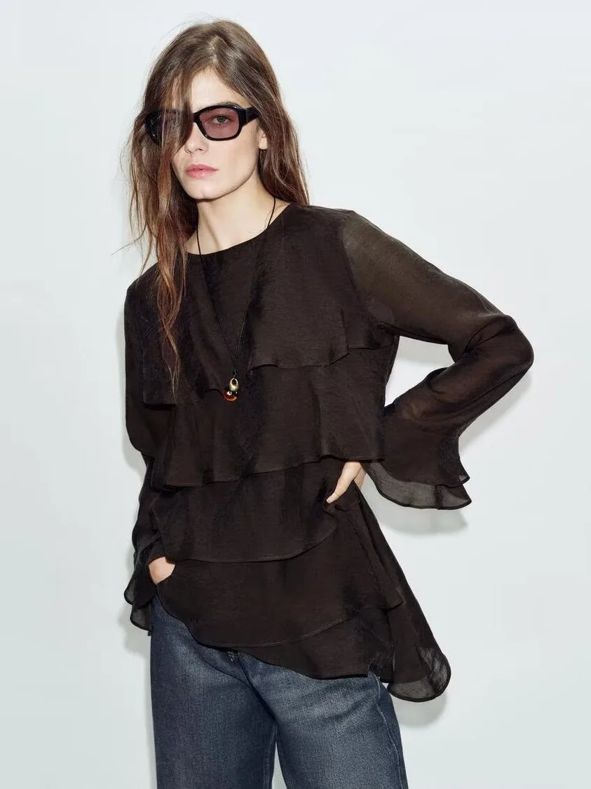 

Женский модный топ с длинным рукавом и асимметричным декором, весна-лето, новинка, дышащий, приятный для кожи