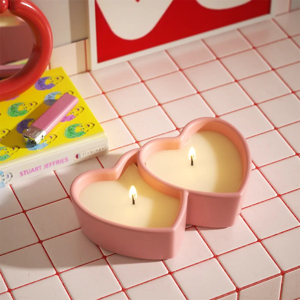 

Nicole Heart Candle Jar Silicone Molds for Concrete DIY Handmade Candle Vessel Jesmonite Mould Valentine's Day Home Decor