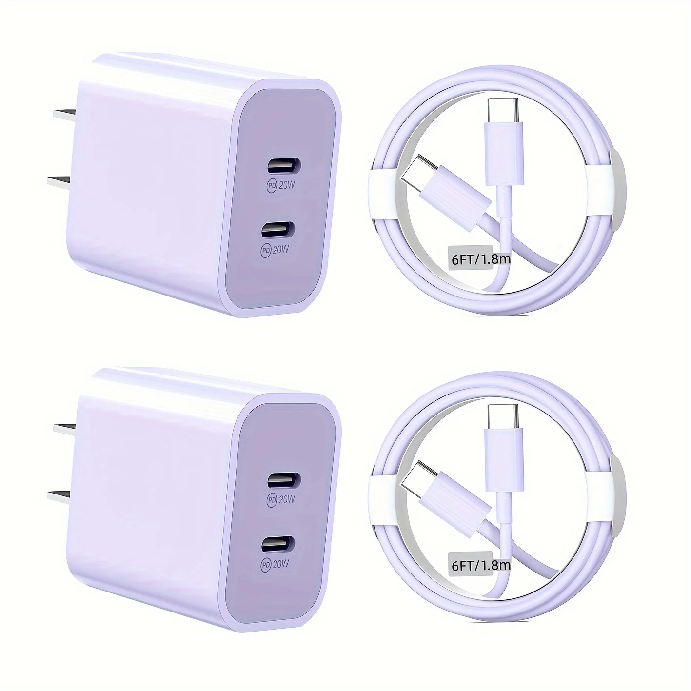 2Pack For IPhone16 Charger, 40W Dual Port USB C Charger With 6FT USB C Charging Cable For IPhone15 Pro Max/15Pro/15/15Plus, IPad