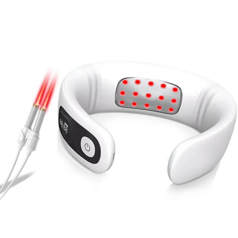 جهاز تدليك لاسلكي محمول للرقبة والكتف جهاز تسخين نبضي EMS لحزام تدليك لتخفيف آلام فقرة عنق الرحم