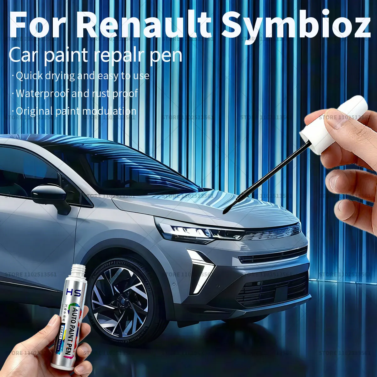 

Для Renault Symbioz автомобильная краска ремонтная ручка краска аксессуары для ремонта царапин пламя красный устрица серый бриллиант черный арктический белый синий