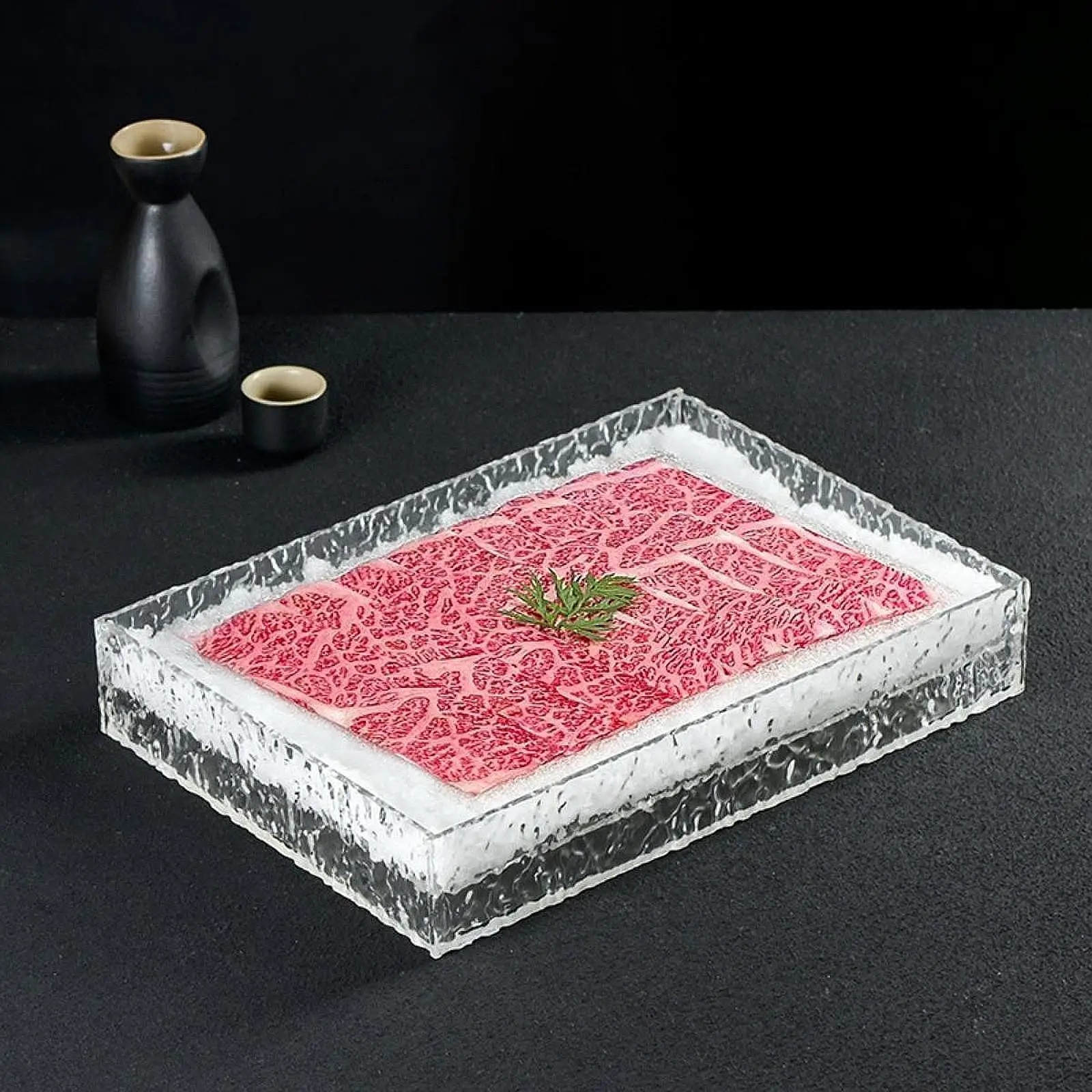 Acrylic Ice Sushi Plate Rectangle Luxury Serving Tray Cute Japanese Buffet Platter for Home Parties and Restaurant view 6