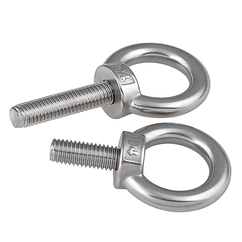 A2 304 Stainless Steel Lifting Eye Screw Bolts M3 M4 M5 M6 M8 M10 to M24 Round Ring Hook Bolt Screw Fasterners