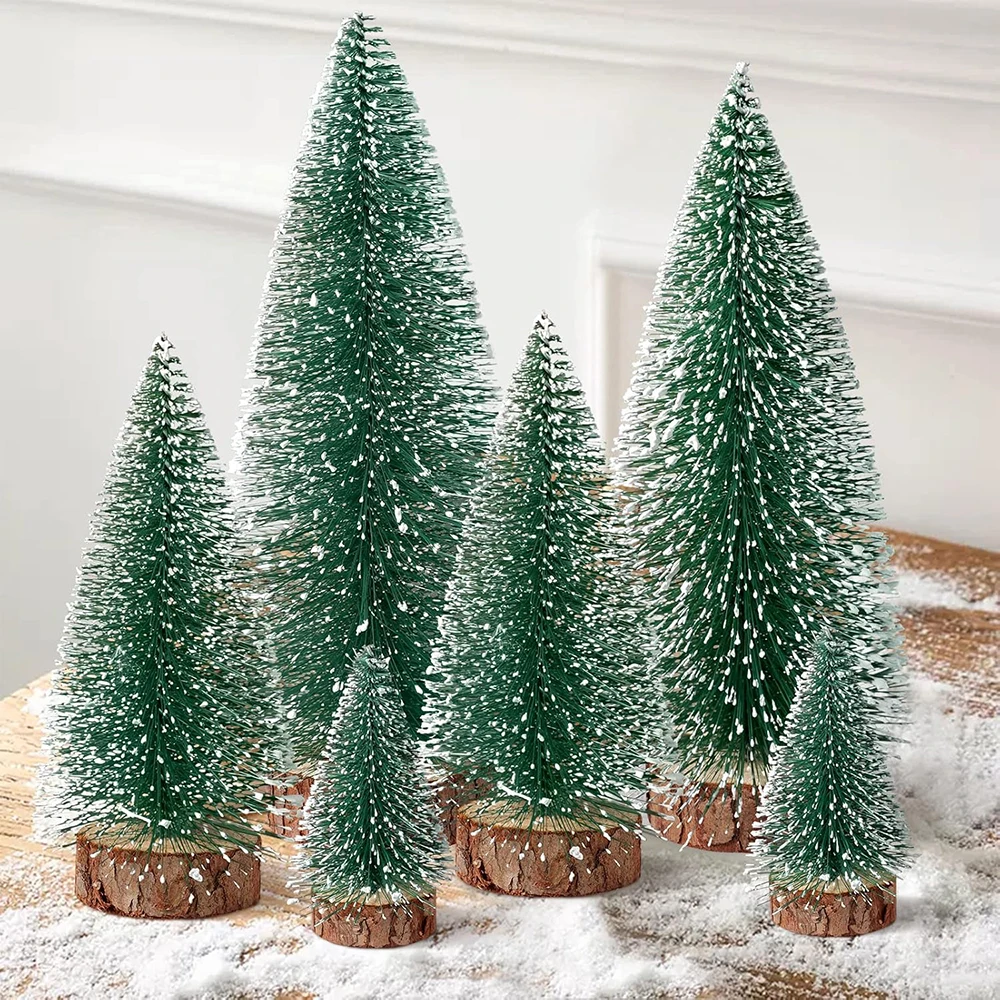 

Christmas Decoration Artificial Mini Tree Ornaments Miniature Cedar Snow Pines for Home Table Decor 2024 Navidad Landscape Gifts