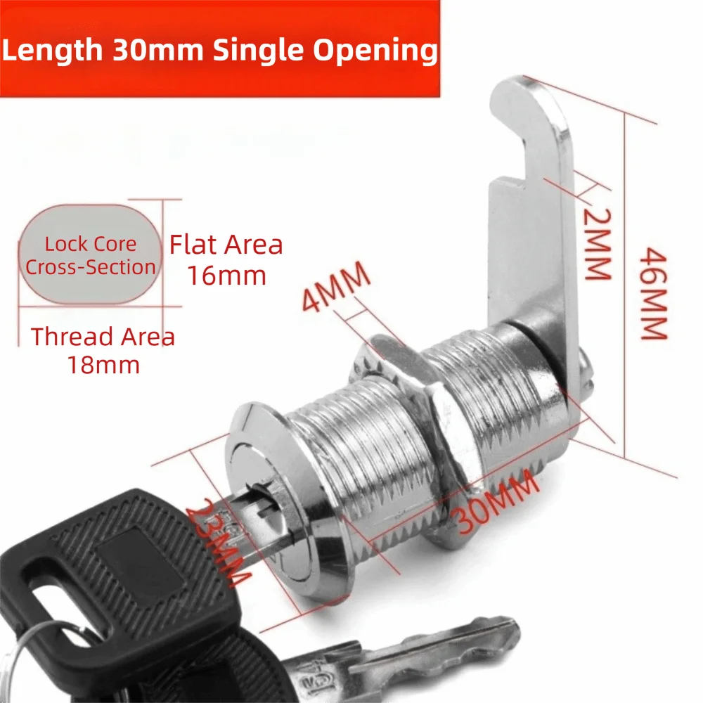 Practical Single Open Cabinet Lock Silver Easy Replacement Door Lock with 2 Keys Metal Cabinet Mailbox Lock Cabinet